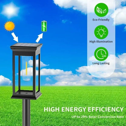 Retro Solar Pathway Lights Outdoor, Auto Dusk to Dawn LED Landscape Lighting for Garden Yard Driveway Path Decor