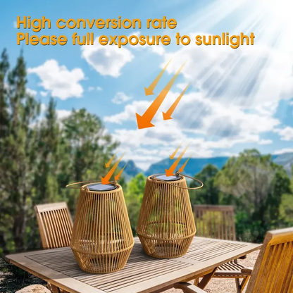 Outdoor Solar Boho Rattan Hanging Lantern LD74