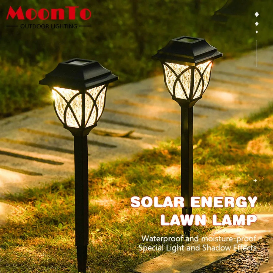 Led Solar Lawn Lights Outdoor Lamp Waterproof Warm Light Garden Courtyard