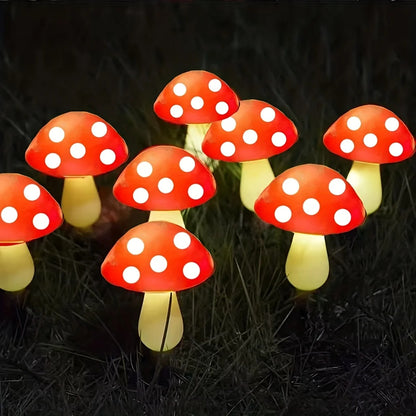 Solar Mushroom String Lights for Garden & Lawn, Waterproof Outdoor Decor