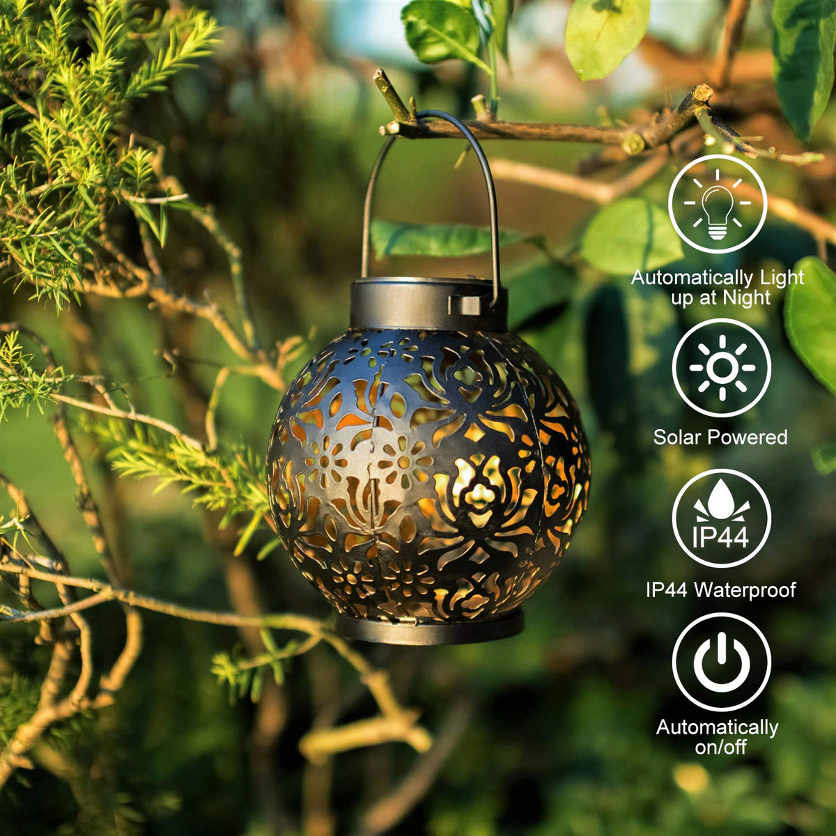 Outdoor Garden Solar Light Iron Art Hanging Light LD77