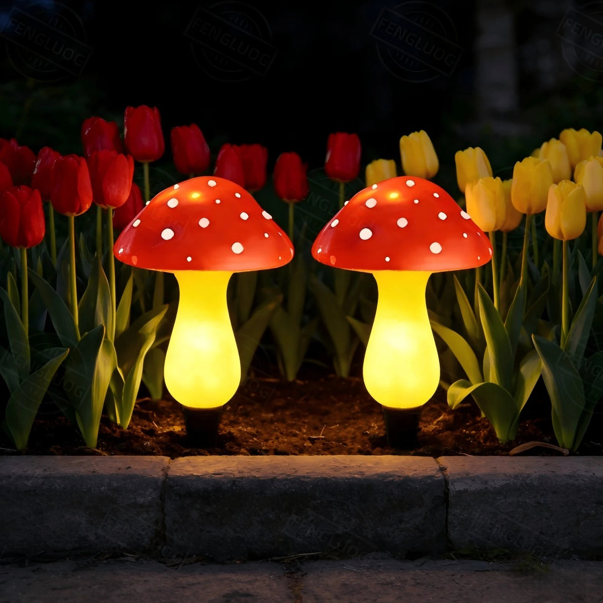Solar Mushroom String Lights for Garden & Lawn, Waterproof Outdoor Decor