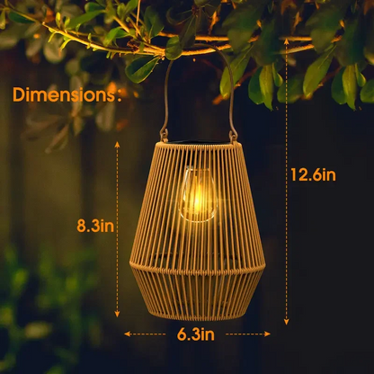 Outdoor Solar Boho Rattan Hanging Lantern LD74