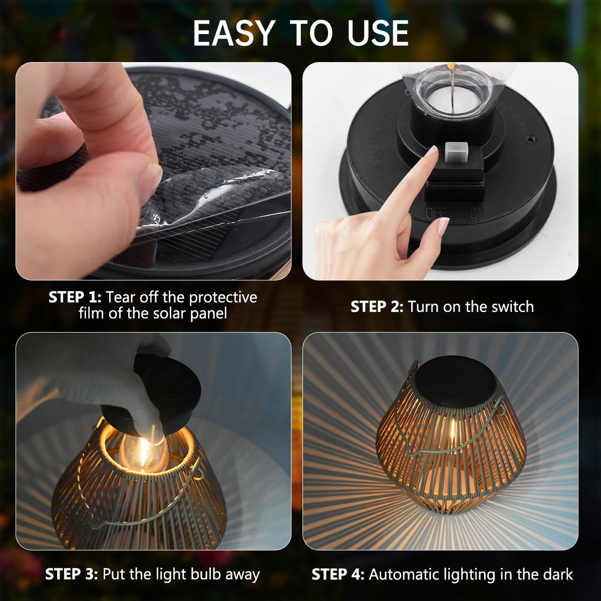 Solar Powered Lantern Outdoor Boho-Style Handmade Rattan Solar Floor Lamp LD76