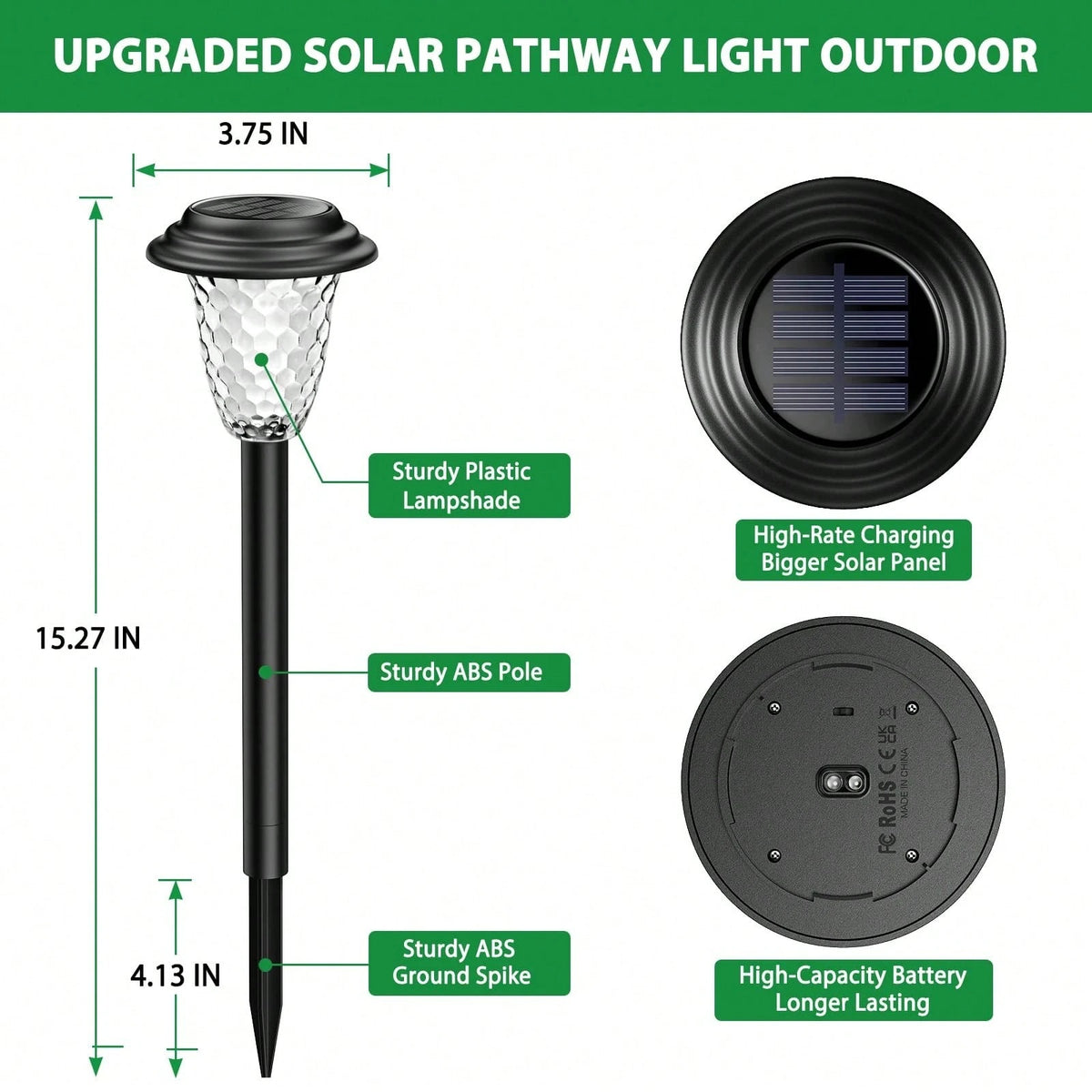 Solar Pathway Lights, IP65 Waterproof RGB & Warm White Outdoor Landscape Lighting LD64