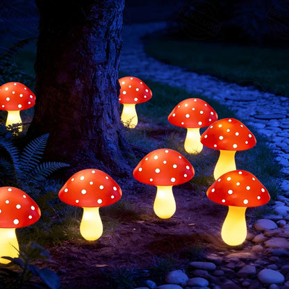 Solar Mushroom String Lights for Garden & Lawn, Waterproof Outdoor Decor