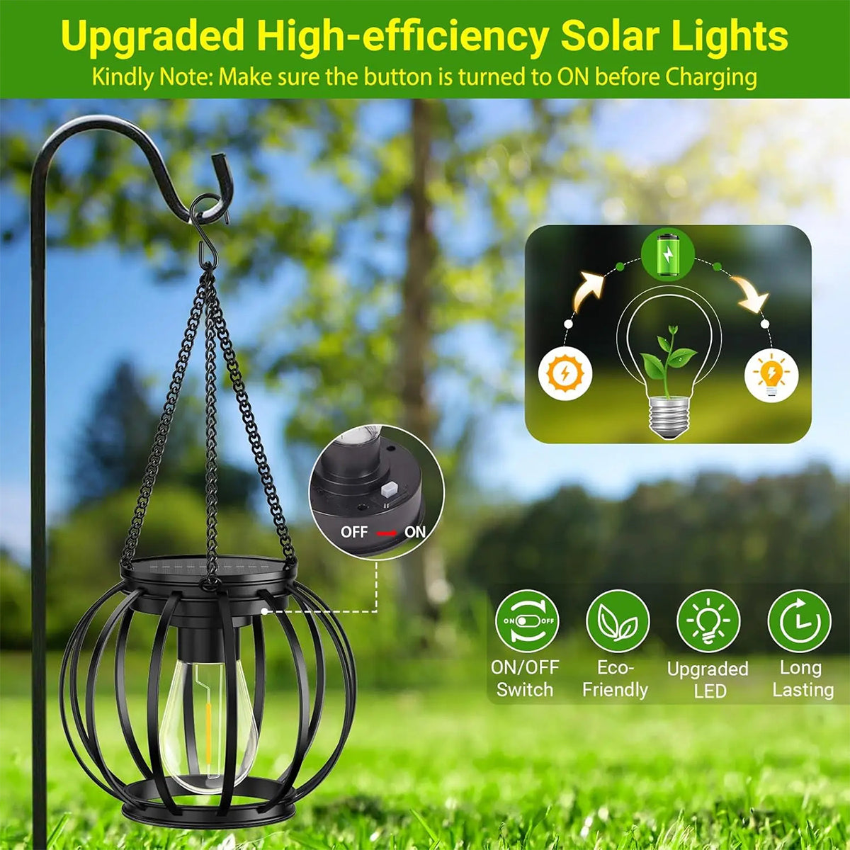 Solar Lantern Led Light Daylight Sensor Garden Lamps Lights Outdoor LD75