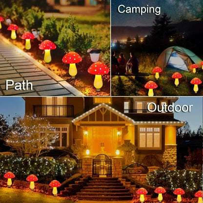 Solar Mushroom String Lights for Garden & Lawn, Waterproof Outdoor Decor