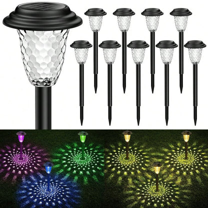 Solar Pathway Lights, IP65 Waterproof RGB & Warm White Outdoor Landscape Lighting LD64