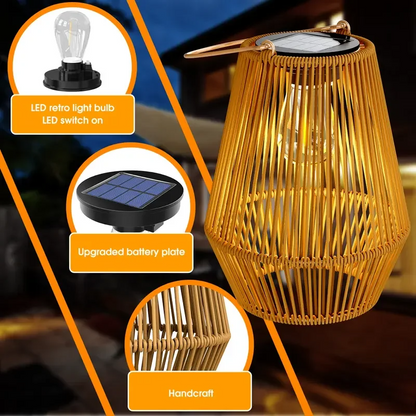 Outdoor Solar Boho Rattan Hanging Lantern LD74