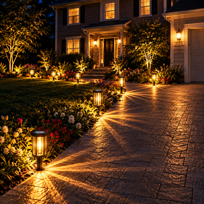 Retro Solar Pathway Lights Outdoor, Auto Dusk to Dawn LED Landscape Lighting for Garden Yard Driveway Path Decor