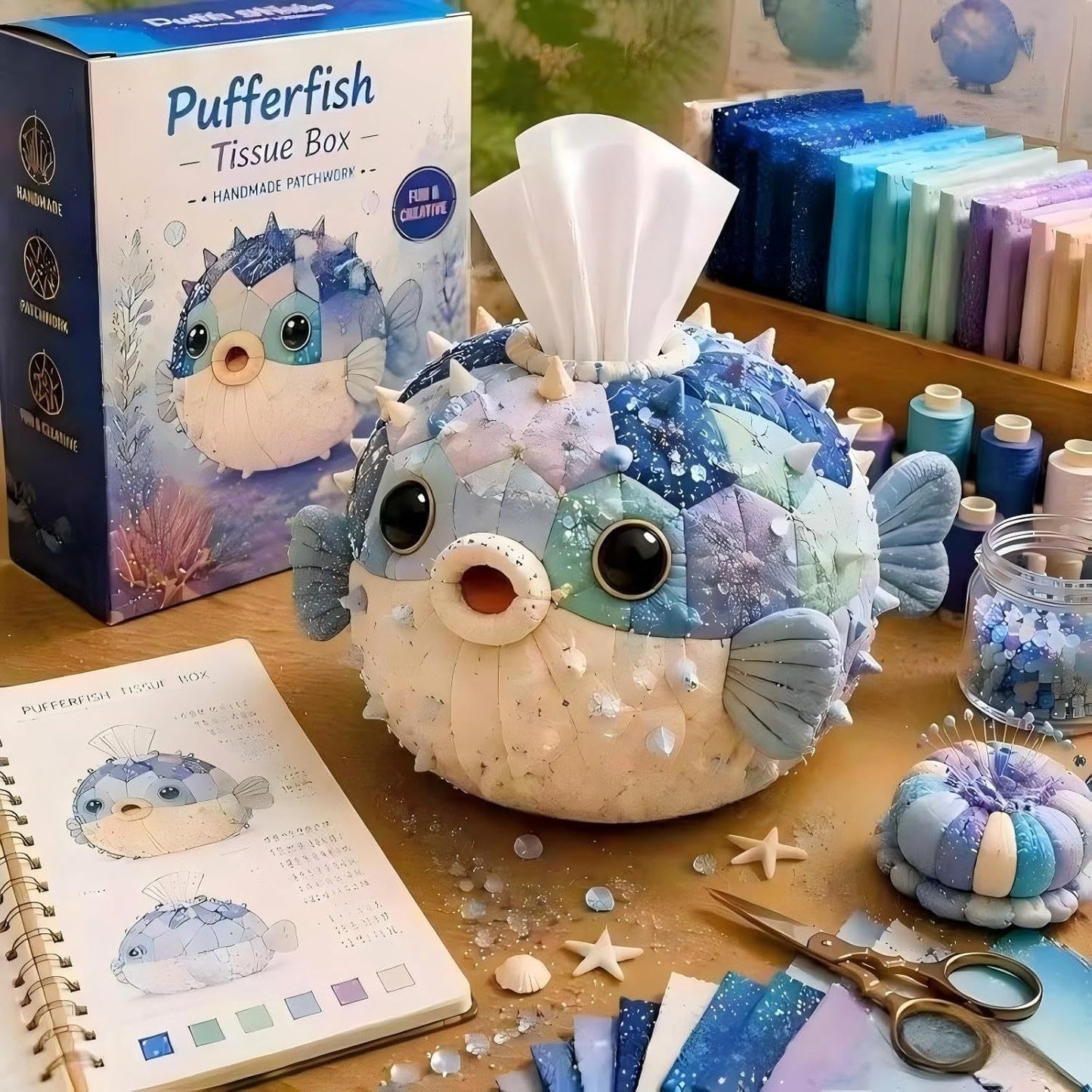 DIY Quilted Sea Animal Tissue Box Cover | Cute Handmade Ocean Craft Kit