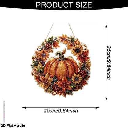 DIY Pumpkin Diamond Art Wreath Kit - Halloween Acrylic Door Hanging Decoration