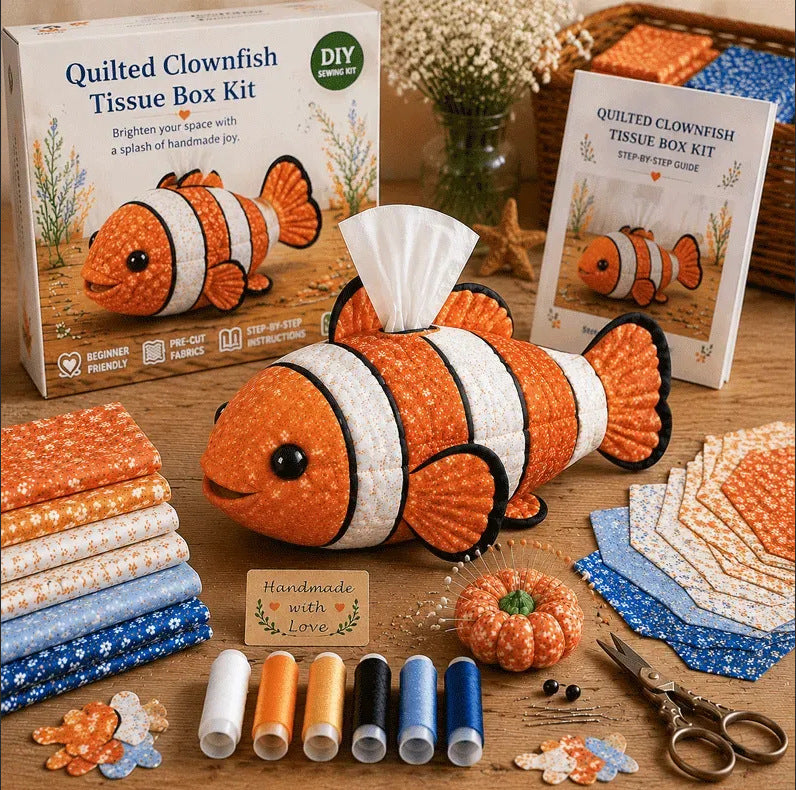 DIY Quilted Sea Animal Tissue Box Cover | Cute Handmade Ocean Craft Kit