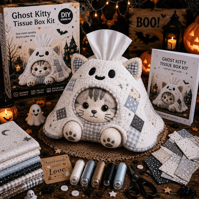 DIY Patchwork Halloween Tissue Box Cover Kit | Cute Spooky Characters Series