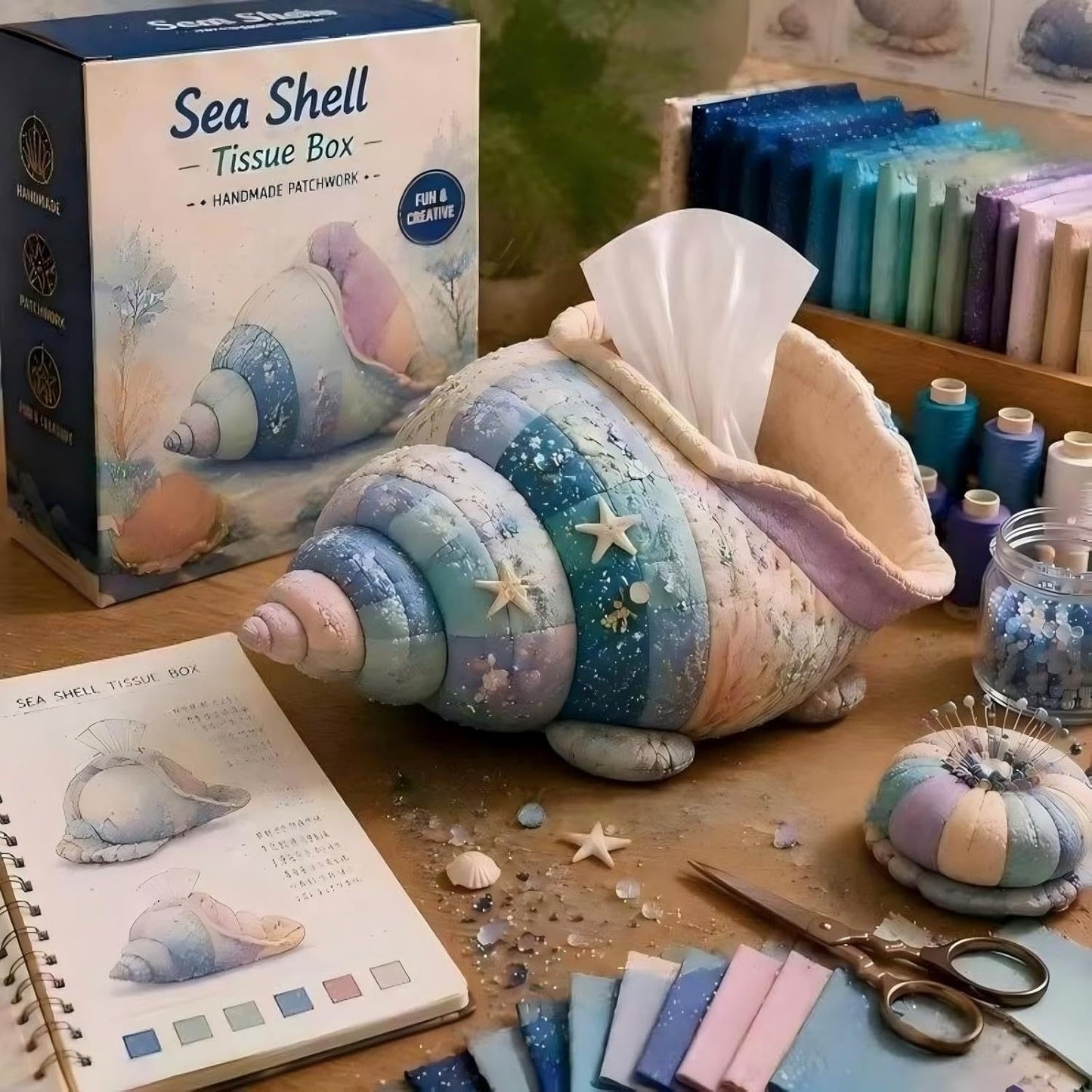 DIY Quilted Sea Animal Tissue Box Cover | Cute Handmade Ocean Craft Kit