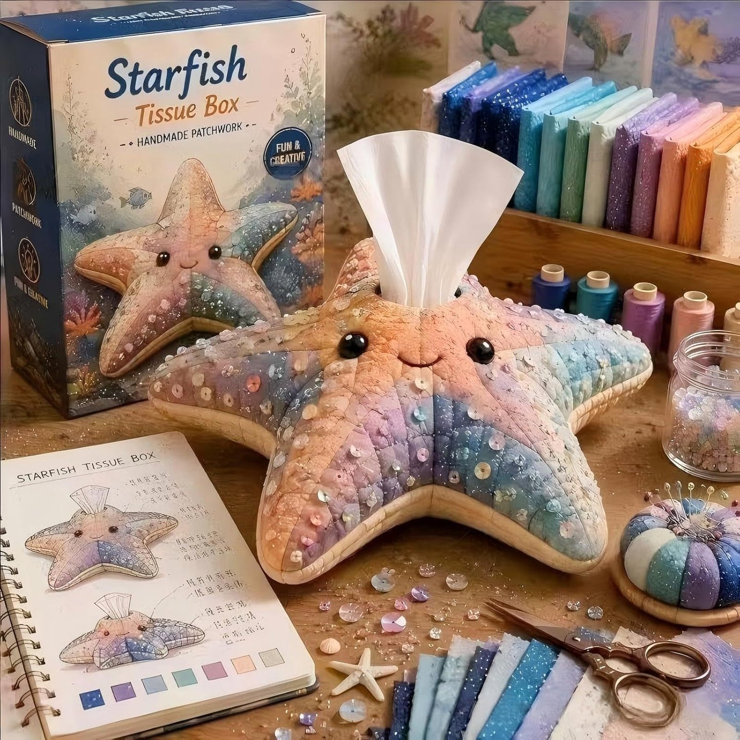 DIY Quilted Sea Animal Tissue Box Cover | Cute Handmade Ocean Craft Kit