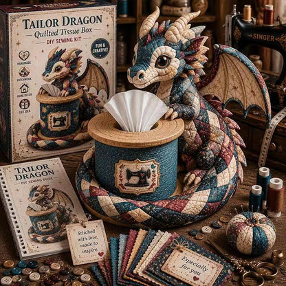 DIY Patchwork Dragon Tissue Box Cover Kit | Cute Mythical Creatures Series