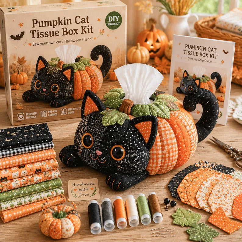 DIY Patchwork Halloween Tissue Box Cover Kit | Cute Spooky Characters Series