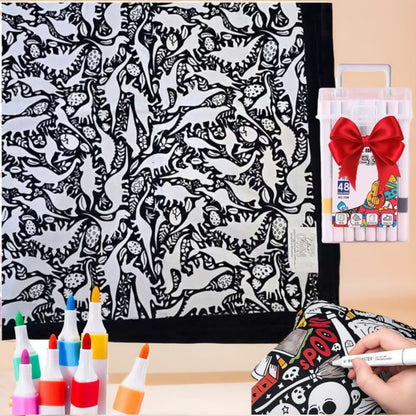 DIY Coloring Blanket, Cute Animals & Creatures Collection