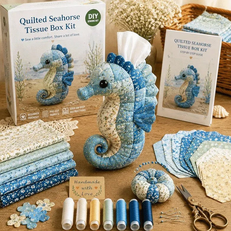 DIY Quilted Sea Animal Tissue Box Cover | Cute Handmade Ocean Craft Kit