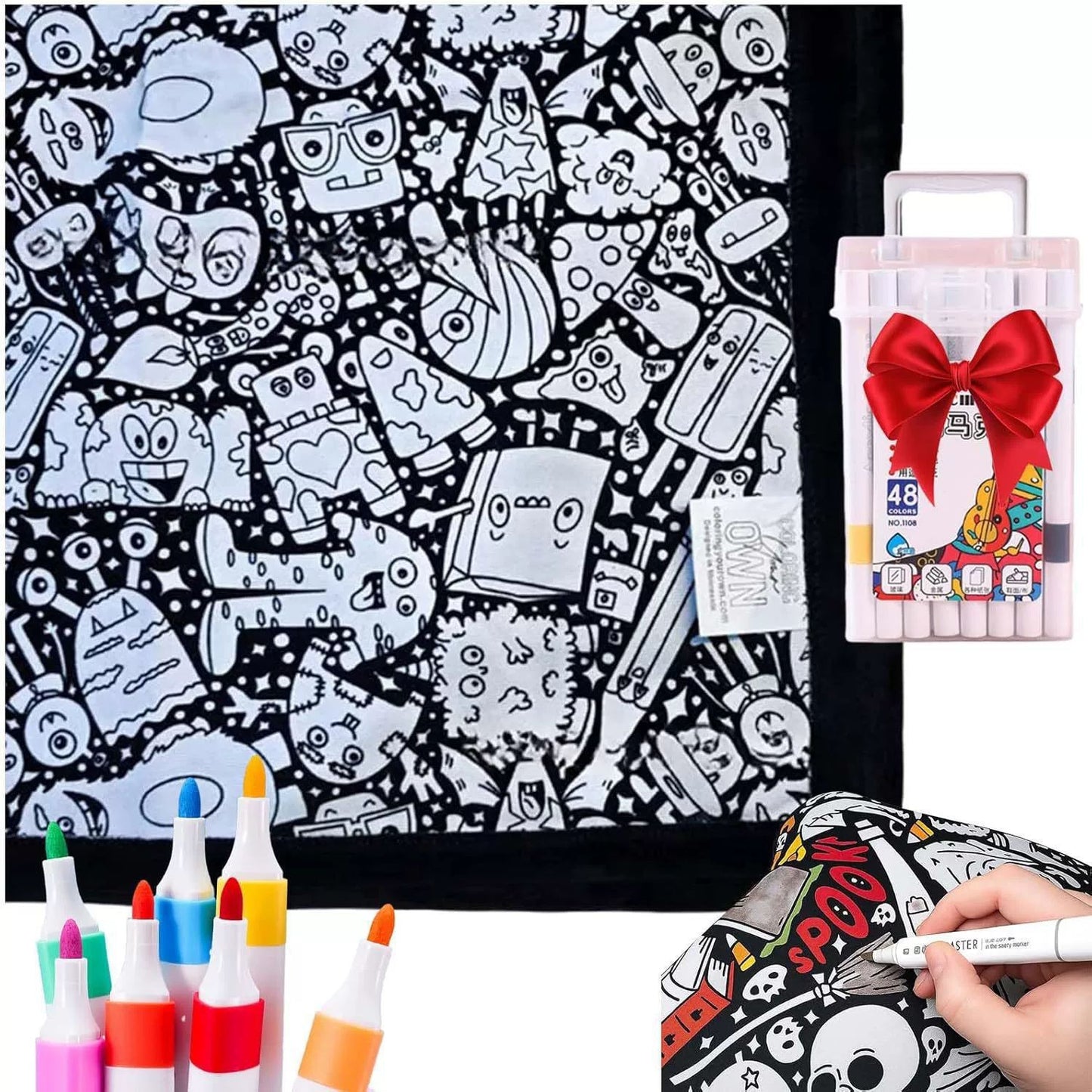DIY Coloring Blanket, Cute Animals & Creatures Collection