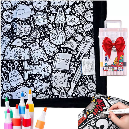 DIY Coloring Blanket, Cute Animals & Creatures Collection