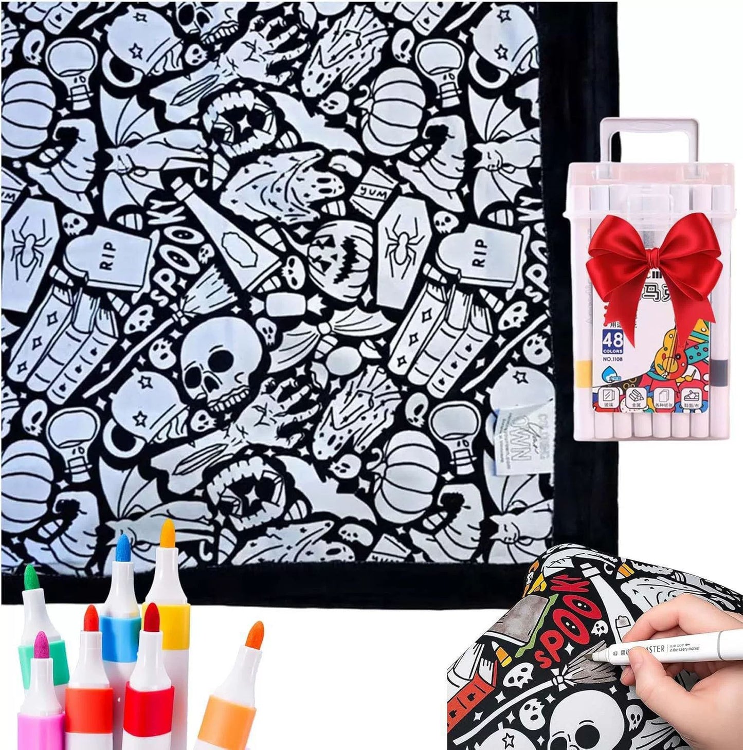 DIY Coloring Blanket, Spooky Halloween & Festive Fun Collection