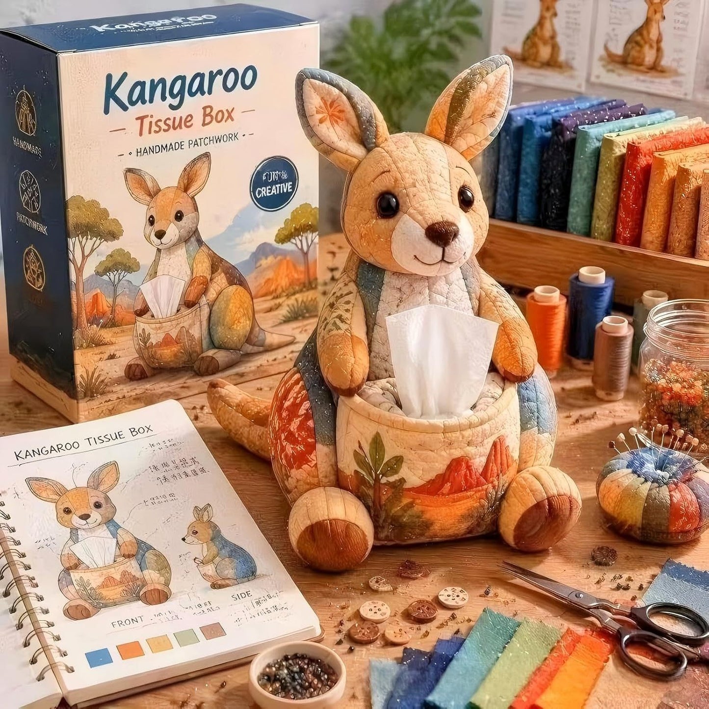 DIY Patchwork Animal Tissue Box Cover Kit | Cute Forest & Outback Friends Series
