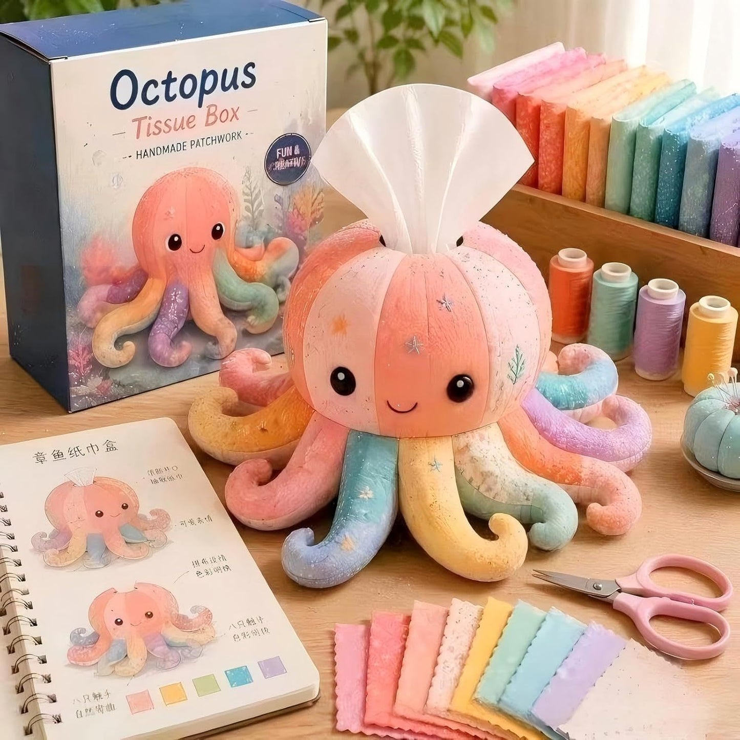 DIY Quilted Sea Animal Tissue Box Cover | Cute Handmade Ocean Craft Kit