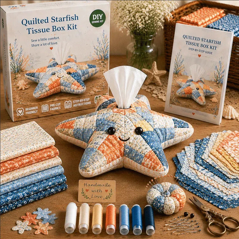 DIY Quilted Sea Animal Tissue Box Cover | Cute Handmade Ocean Craft Kit