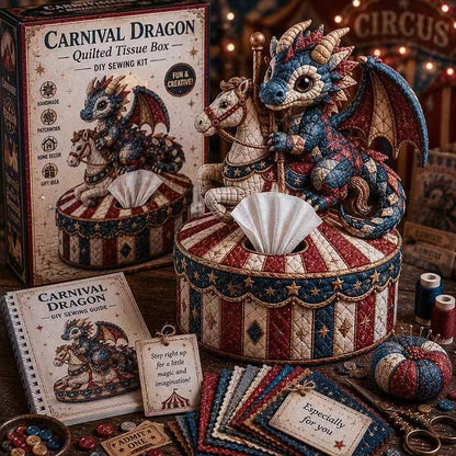 DIY Patchwork Dragon Tissue Box Cover Kit | Cute Mythical Creatures Series