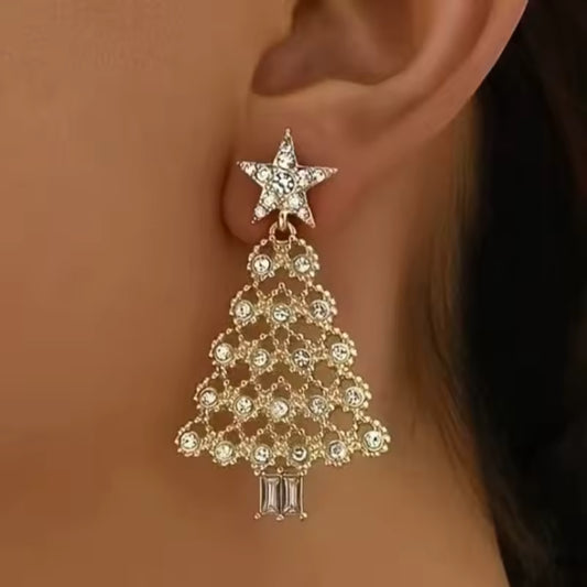 Christmas Tree Shiny Pendant Earrings