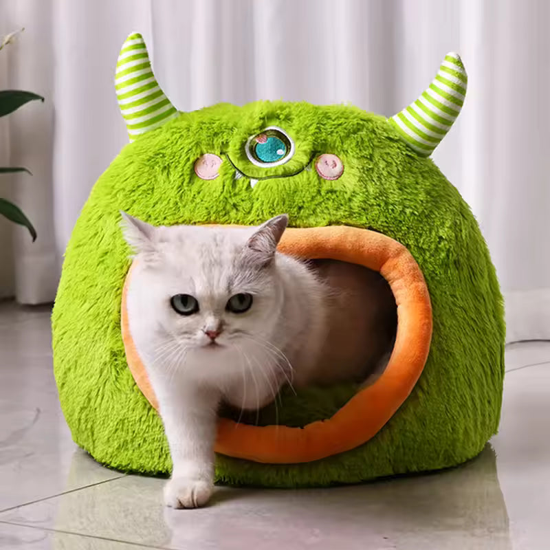 Cartoon Monster Pet House Bed Soft, Warm And Safe for All 4 Seasons QH11