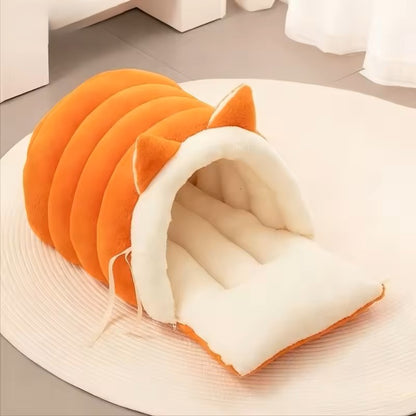 Warm Soft Sleeping Nest Cat Ear Pet House Bed QH3