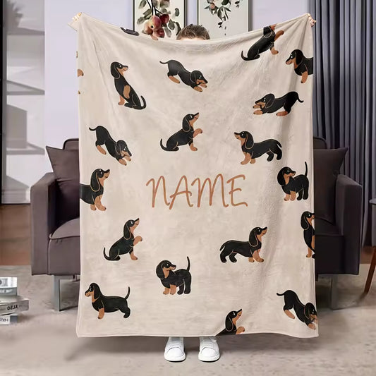 Custom Name Dachshund Blanket