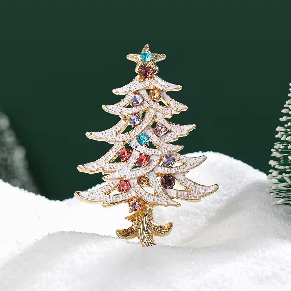 Christmas Rhinestone Christmas Tree Brooch