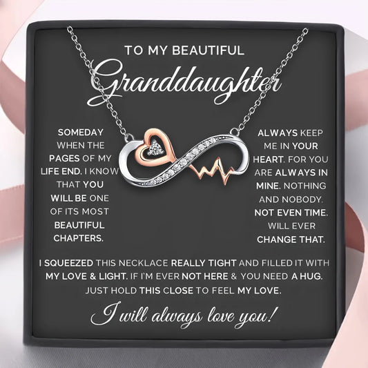 To My Beautiful Granddaughter Infinite Love and Heartbeat Necklace