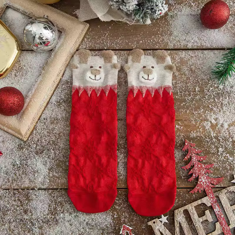 Christmas Deer Socks - Set 3 pairs