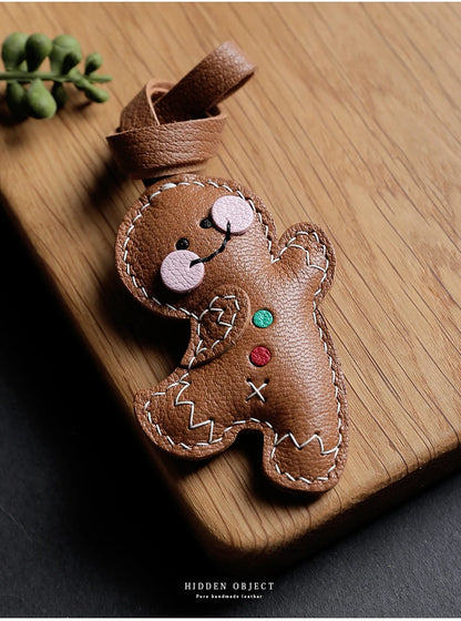 Handmade Leather Gingerbread Bag Charm