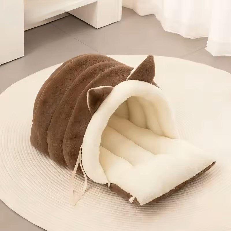 Warm Soft Sleeping Nest Cat Ear Pet House Bed QH3