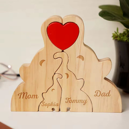 Personalized Hugging Elephant Family Puzzle