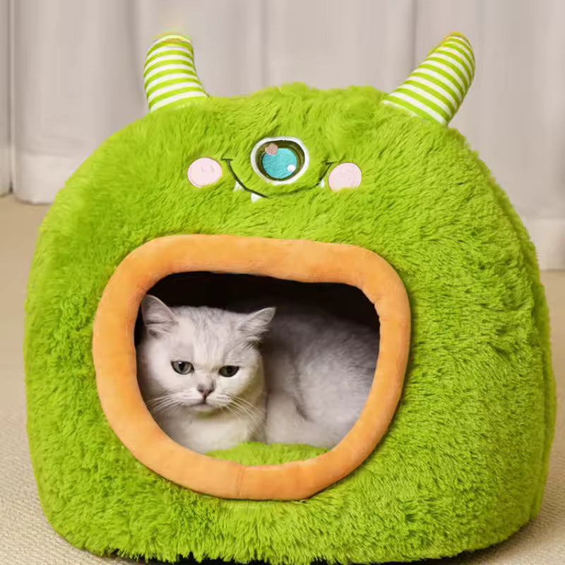Cartoon Monster Pet House Bed Soft, Warm And Safe for All 4 Seasons QH11