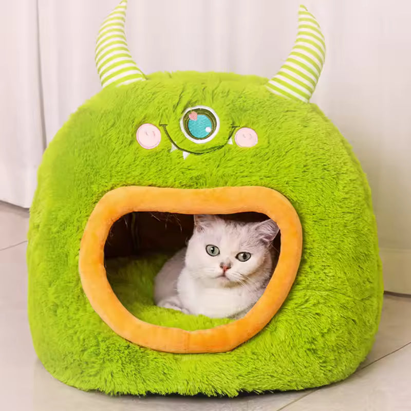 Cartoon Monster Pet House Bed Soft, Warm And Safe for All 4 Seasons QH11