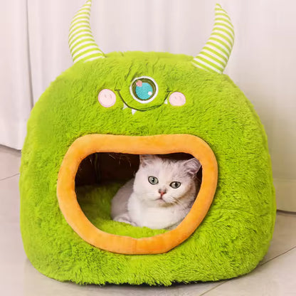 Cartoon Monster Pet House Bed Soft, Warm And Safe for All 4 Seasons QH11