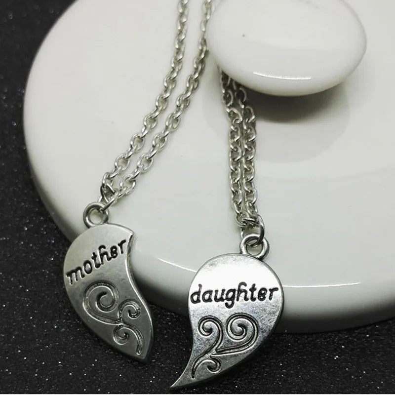 “Two Halves, One Heart” – Mother Daughter Necklace Set
