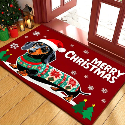 Dachshund Chrismas Mat
