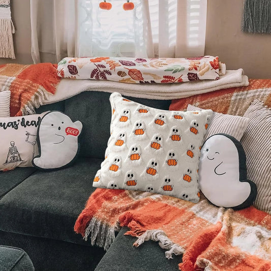 Ghost Hugging Pumpkin Pillow Cover