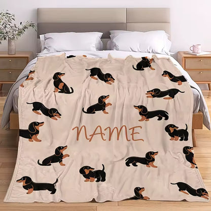 Custom Name Dachshund Blanket