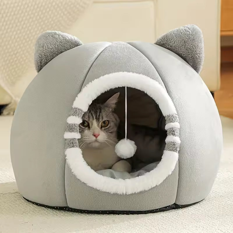Premium Closed Cat-Ear Cave Bed for Pets, Pet House Bed QH9